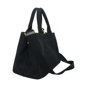 Prada Canapa top handbag Tote canvas 2way handles Black